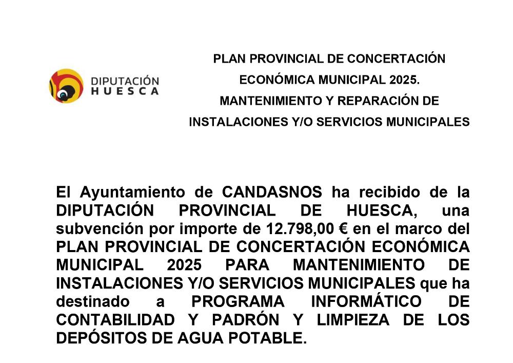 Imagen Subvención D.P.Huesca - Mantenimiento y reparación de instalaciones y servicios municipales.
